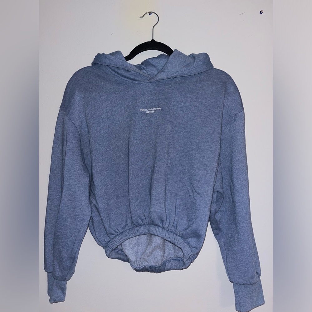 Blue Zara cropped sweatshirt/hoodie